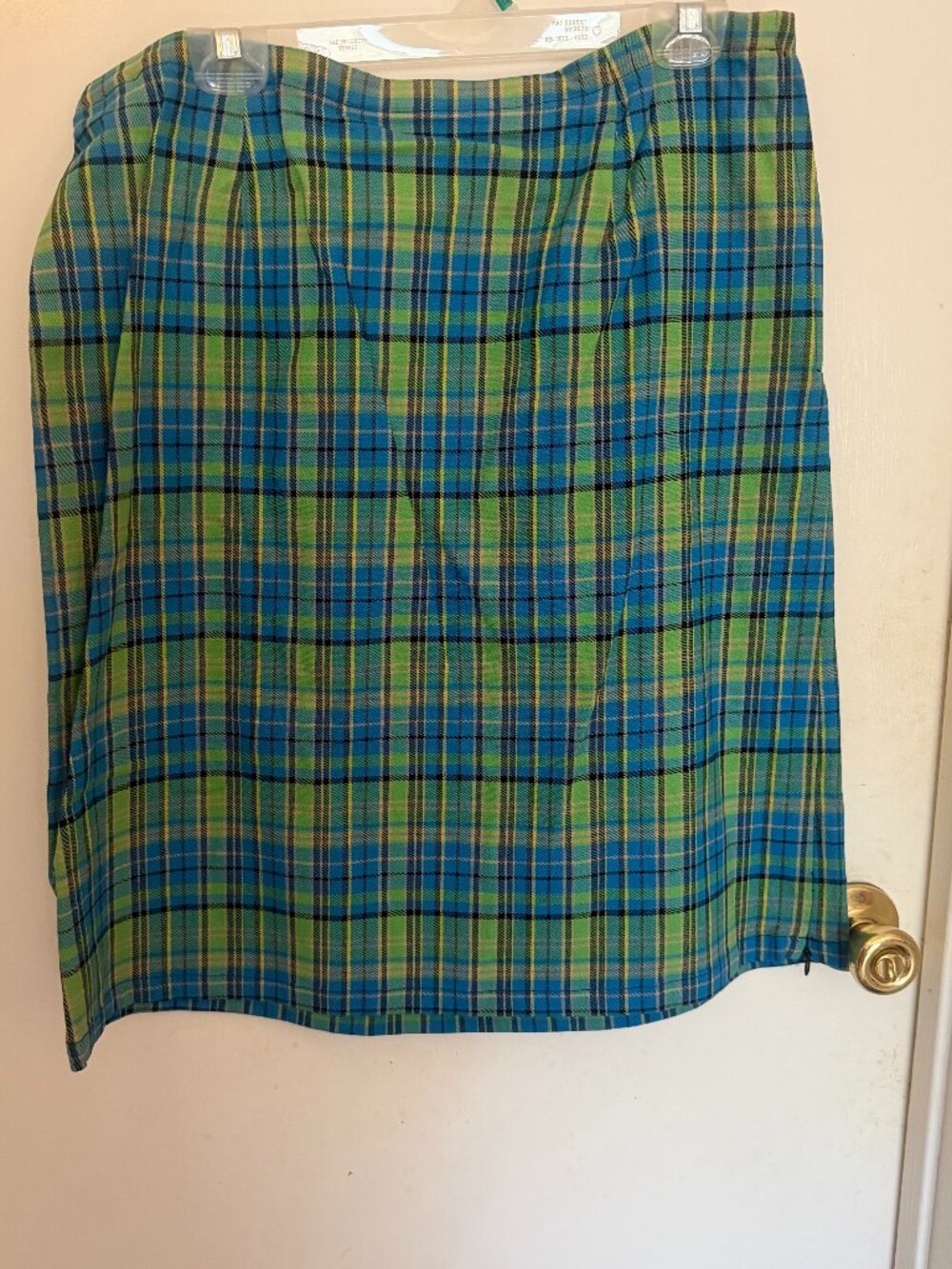 Susan Bristol Straight Plaid Pencil Skirt W 16